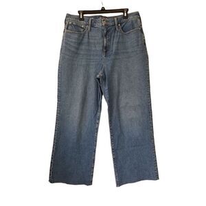 J, Crew Slim Wide Leg Jeans Size 32 Lakeshore 5-Pocket Styling Raw Hem NWT BP464
